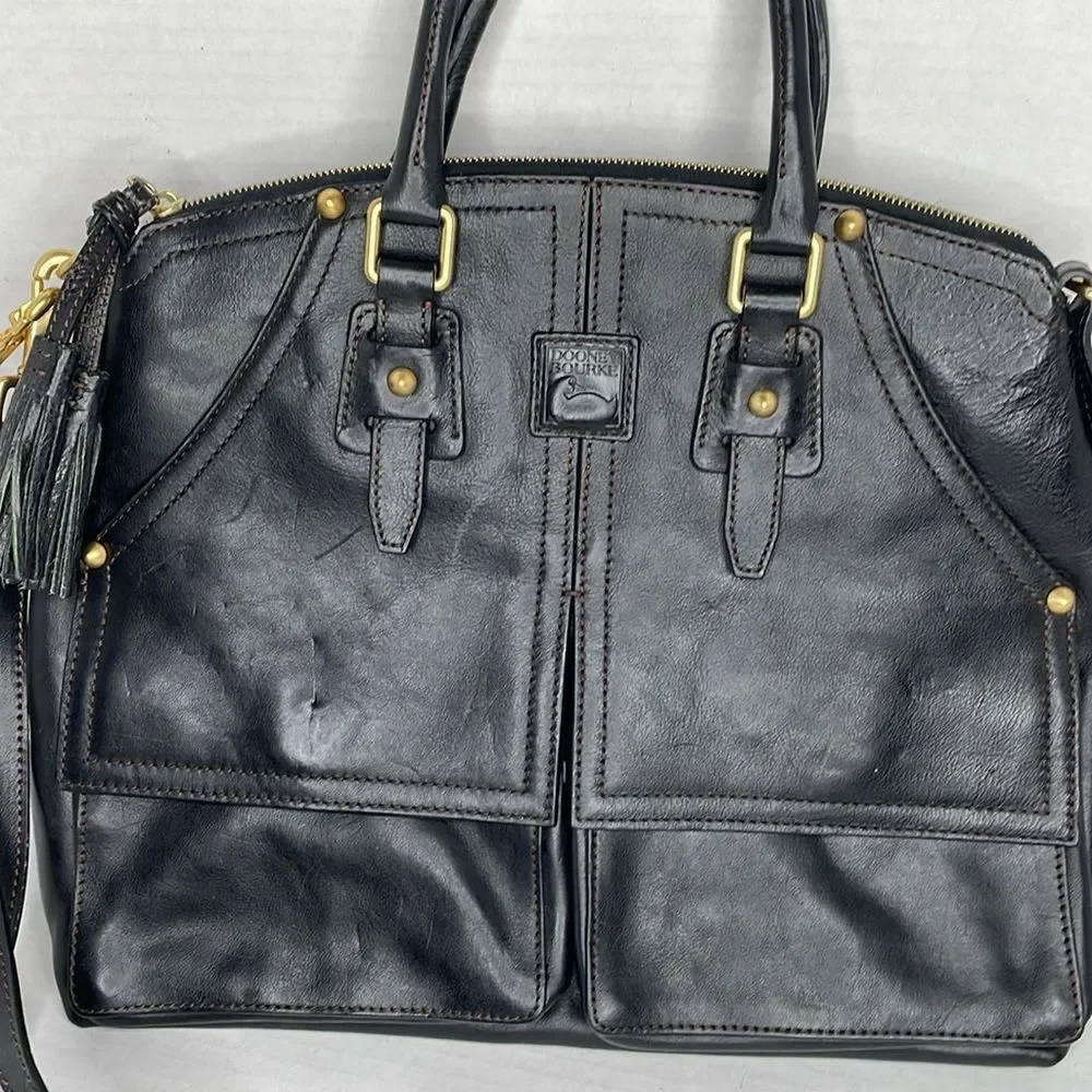 Dooney & Bourke Florentine Clayton Black Leather Satchel